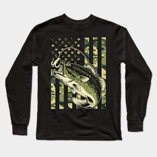 Fishing For Bass Fish Fisher Fishing Camouflage Long Sleeve T-Shirt